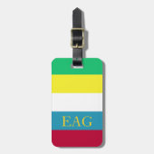 Summer Picnic Palette Stripe Monogram Bagagelabel (Voorkant verticaal)