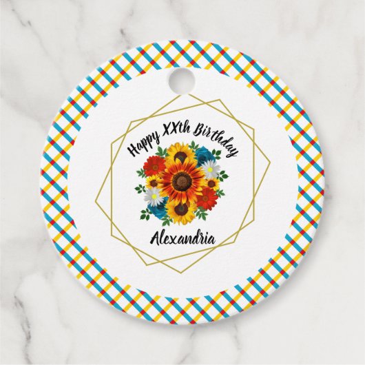 Summer Picnic Party Geometric Floral Bedankjes Labels (Voorkant)
