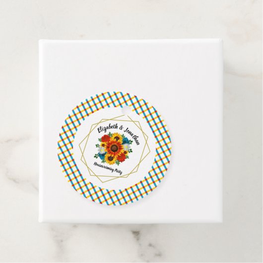 Summer Picnic Party Geometric Floral Bedankjes Labels (In situ)
