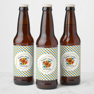 Summer Picnic Party Geometric Floral Bier Etiket