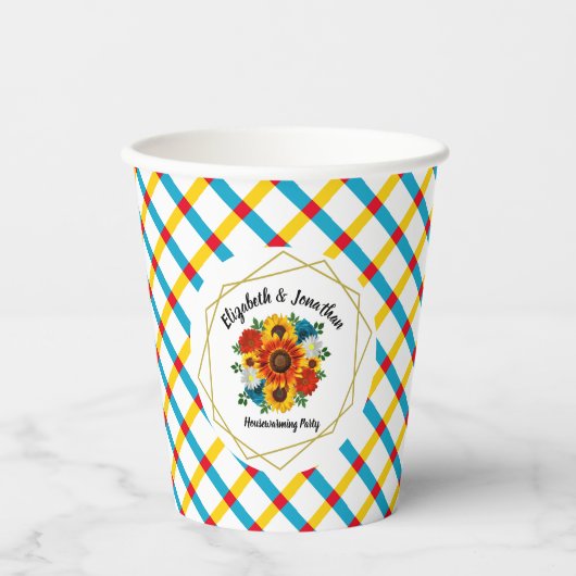 Summer Picnic Party Geometric Floral Papieren Bekers (Voorkant)