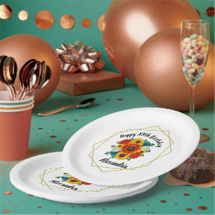 Summer Picnic Party Geometric Floral Papieren Bordje