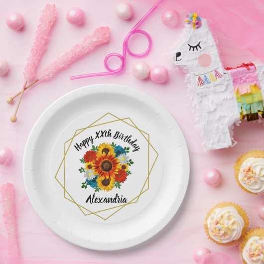 Summer Picnic Party Geometric Floral Papieren Bordje (Feest)