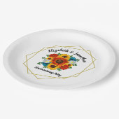 Summer Picnic Party Geometric Floral Papieren Bordje (Gekanteld)