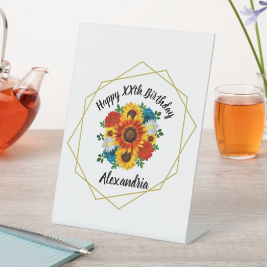 Summer Picnic Party Geometric Floral Reclamebord Met Voetstuk (Insitu)