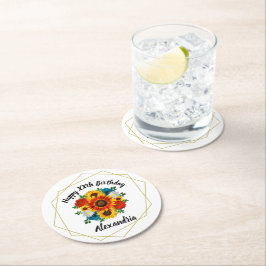 Summer Picnic Party Geometric Floral Ronde Kartonnen Onderzetter