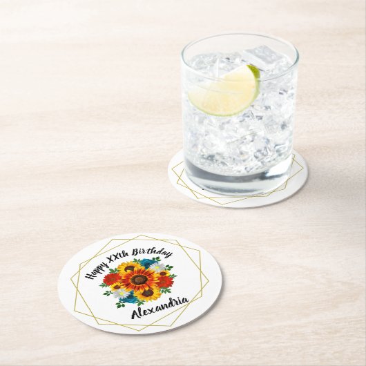 Summer Picnic Party Geometric Floral Ronde Kartonnen Onderzetter (Insitu)