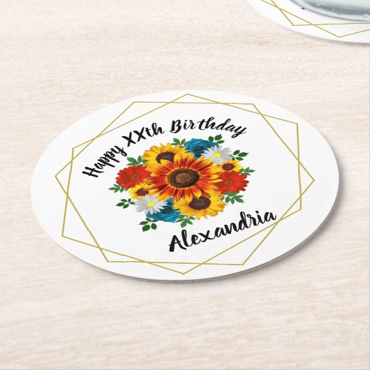 Summer Picnic Party Geometric Floral Ronde Kartonnen Onderzetter (Gebogen)