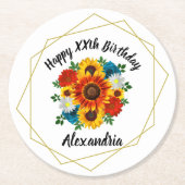 Summer Picnic Party Geometric Floral Ronde Kartonnen Onderzetter (Voorkant)