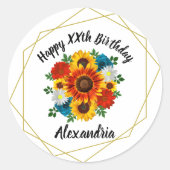 Summer Picnic Party Geometric Floral Ronde Sticker (Voorkant)