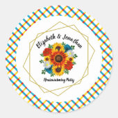 Summer Picnic Party Geometric Floral Ronde Sticker (Voorkant)