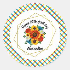 Summer Picnic Party Geometric Floral Ronde Sticker