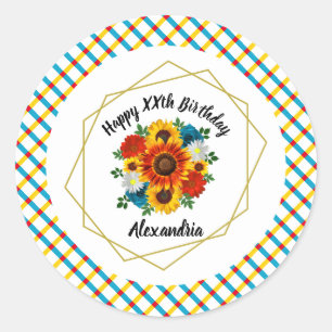 Summer Picnic Party Geometric Floral Ronde Sticker