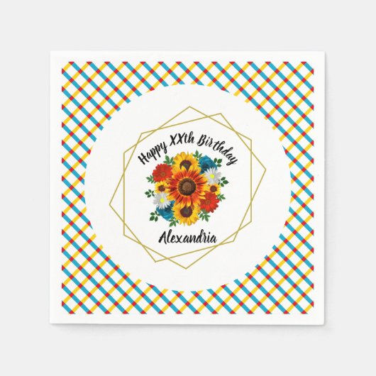 Summer Picnic Party Geometric Floral Servet (Voorkant)