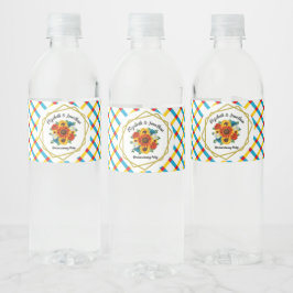 Summer Picnic Party Geometric Floral Waterfles Etiket