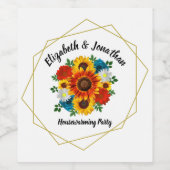 Summer Picnic Party Geometric Floral Wijn Etiket (Enkel label)