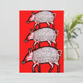 Summer Picnic Pig-out Uitnodiging - Folk Art Pigs (Staand voorkant)