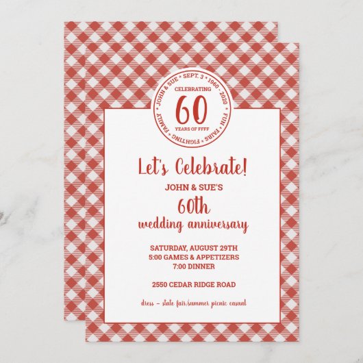 Summer Picnic Red Check Pattern Kaart (Voorkant / Achterkant)