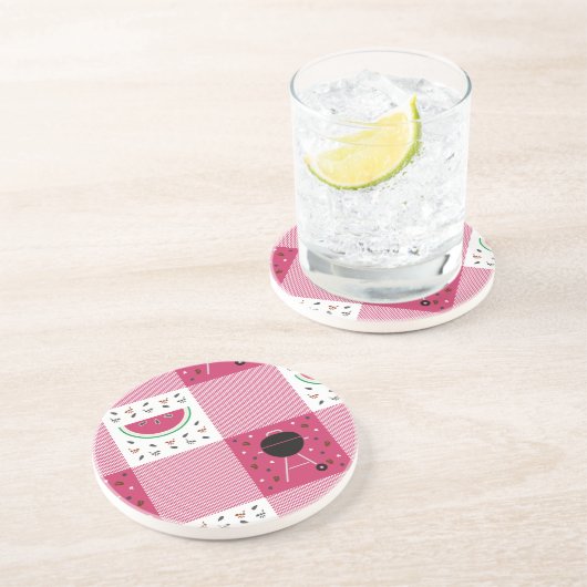 Summer Picnic Sandstone Onderzetter (Zijkant)