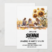 Summer Picnic sunflower field uitzicht Uitnodiging (Voorkant / Achterkant)