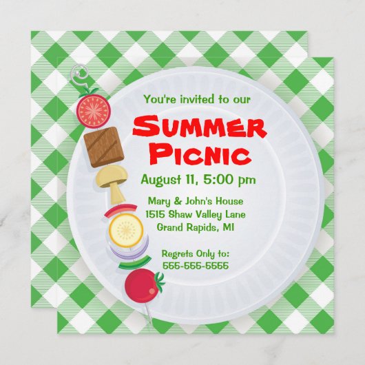 Summer Picnic Uitnodiging (Voorkant / Achterkant)