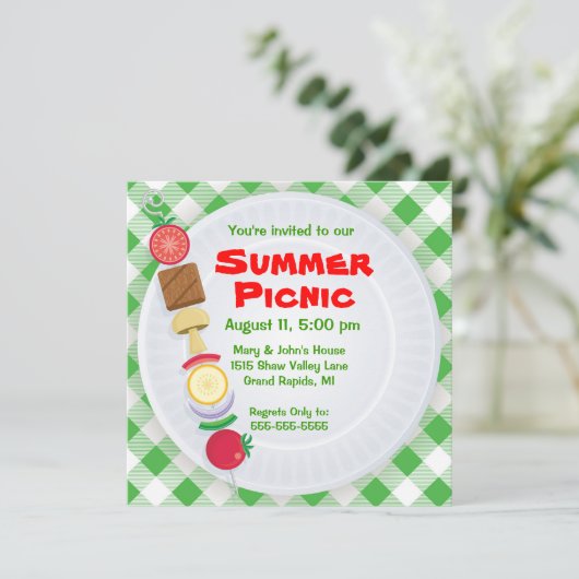 Summer Picnic Uitnodiging (Staand voorkant)