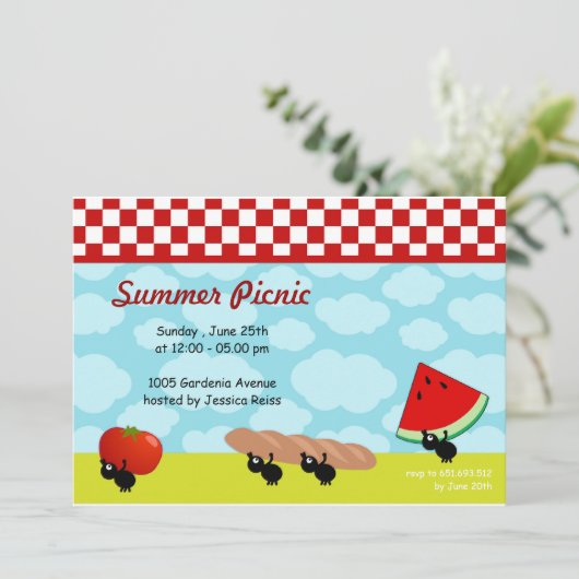 Summer Picnic Uitnodiging (Staand voorkant)