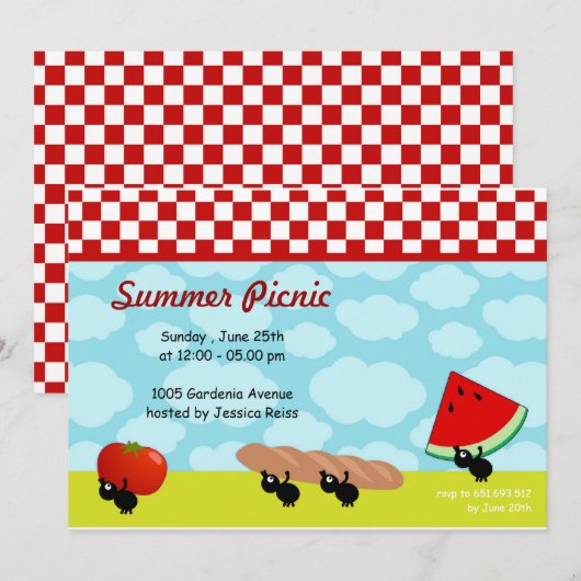 Summer Picnic Uitnodiging (Voorkant / Achterkant)