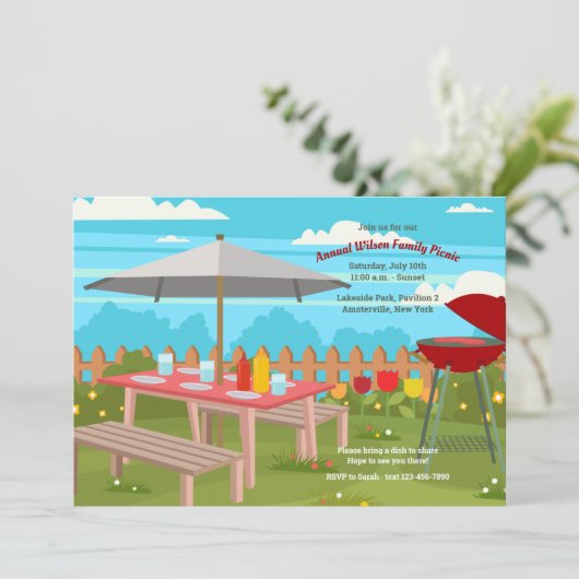 Summer Picnic Uitnodiging (Staand voorkant)