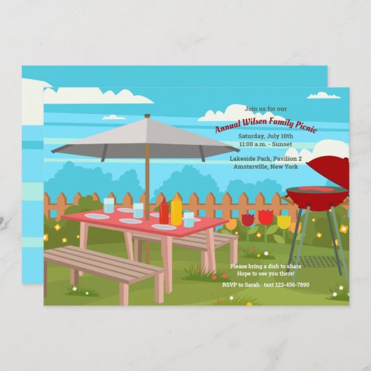 Summer Picnic Uitnodiging (Voorkant / Achterkant)