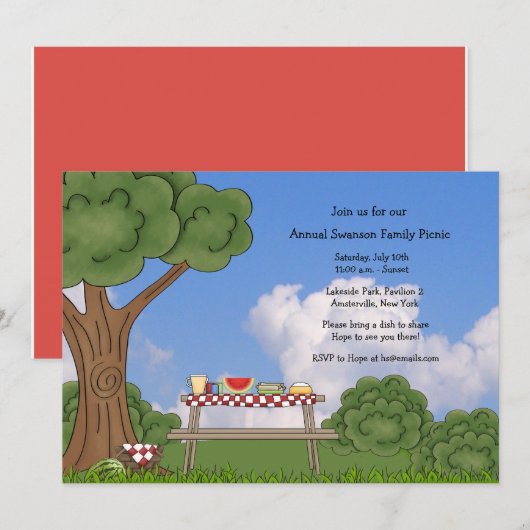 Summer Picnic Uitnodiging (Voorkant / Achterkant)