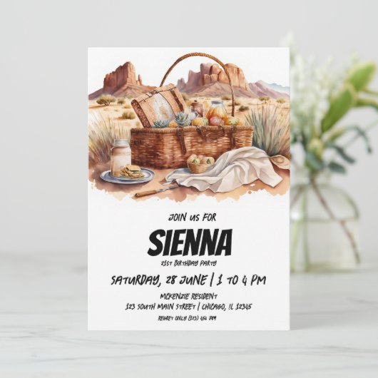 Summer Picnic uitzicht Invitation Kaart (Staand voorkant)