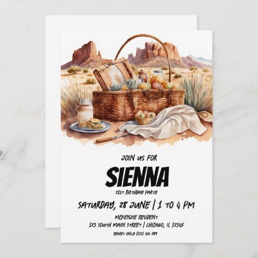Summer Picnic uitzicht Invitation Kaart (Voorkant / Achterkant)