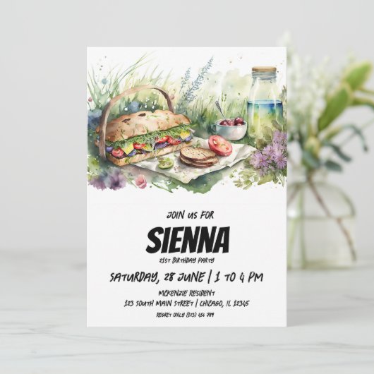 Summer Picnic uitzicht Uitnodiging (Staand voorkant)