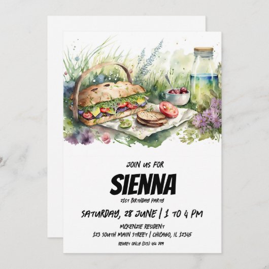 Summer Picnic uitzicht Uitnodiging (Voorkant / Achterkant)