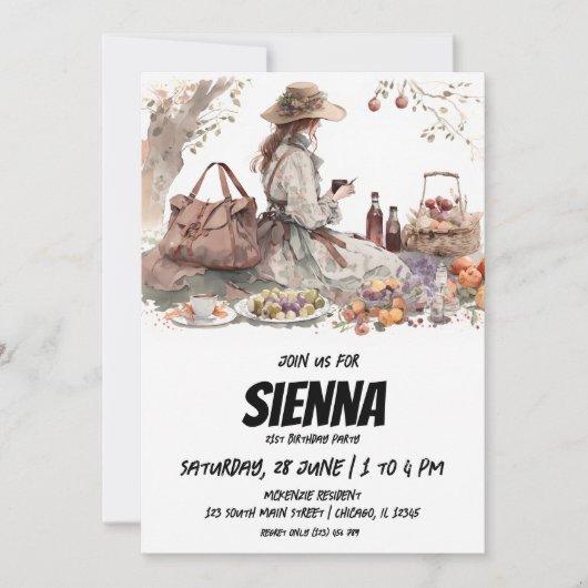 Summer Picnic Victoriaans stijl Uitnodiging (Voorkant)