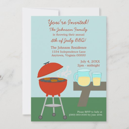Summer Picnic Vierde juli Uitnodiging (Voorkant)