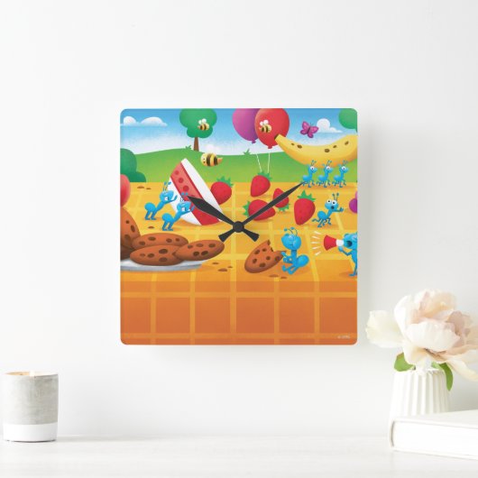 Summer Picnic Vierkante Klok (Huis)