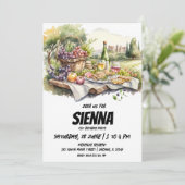 Summer Picnic vineyard uitzicht Invitation Kaart (Staand voorkant)