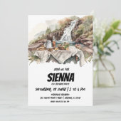 Summer Picnic waterfall uitzicht Invitation Kaart (Staand voorkant)