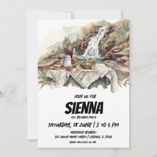 Summer Picnic waterfall uitzicht Invitation Kaart