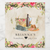 Summer Picnic Waterverf Floral Wijn Etiket (Enkel label)