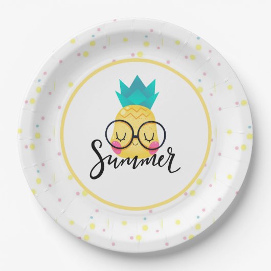 Summer Pineapple and Polka Dots Paper Bord (Voorkant)
