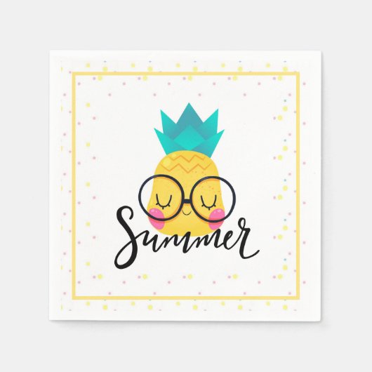 Summer Pineapple and Polka Dots Servet (Voorkant)