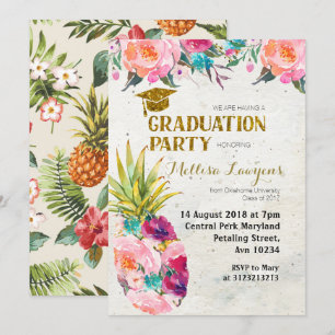 Summer Pineapple Graduation Party Uitnodiging
