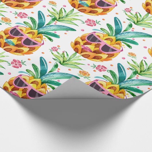 Summer Pineapple in Sun Glasses Pattern Cadeaupapier (Hoek)