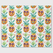 Summer Pineapple in Sun Glasses Pattern Cadeaupapier (Vlak)
