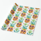 Summer Pineapple in Sun Glasses Pattern Cadeaupapier (Uitgerold)