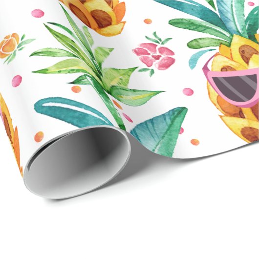 Summer Pineapple in Sun Glasses Pattern Cadeaupapier (Rol Hoek)