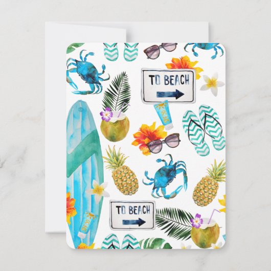 Summer Pineapple Outdoor BBQ Engagement Party Kaart (Achterkant)